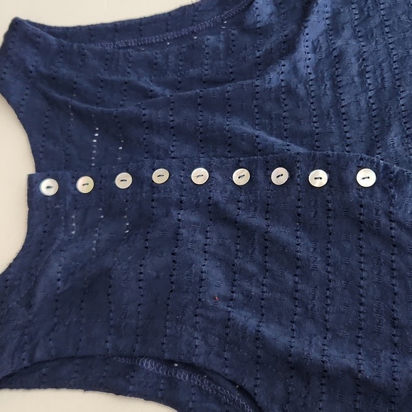 Living Doll Tank Top Shirt Sizs S button back navy blue - Picture 11 of 12